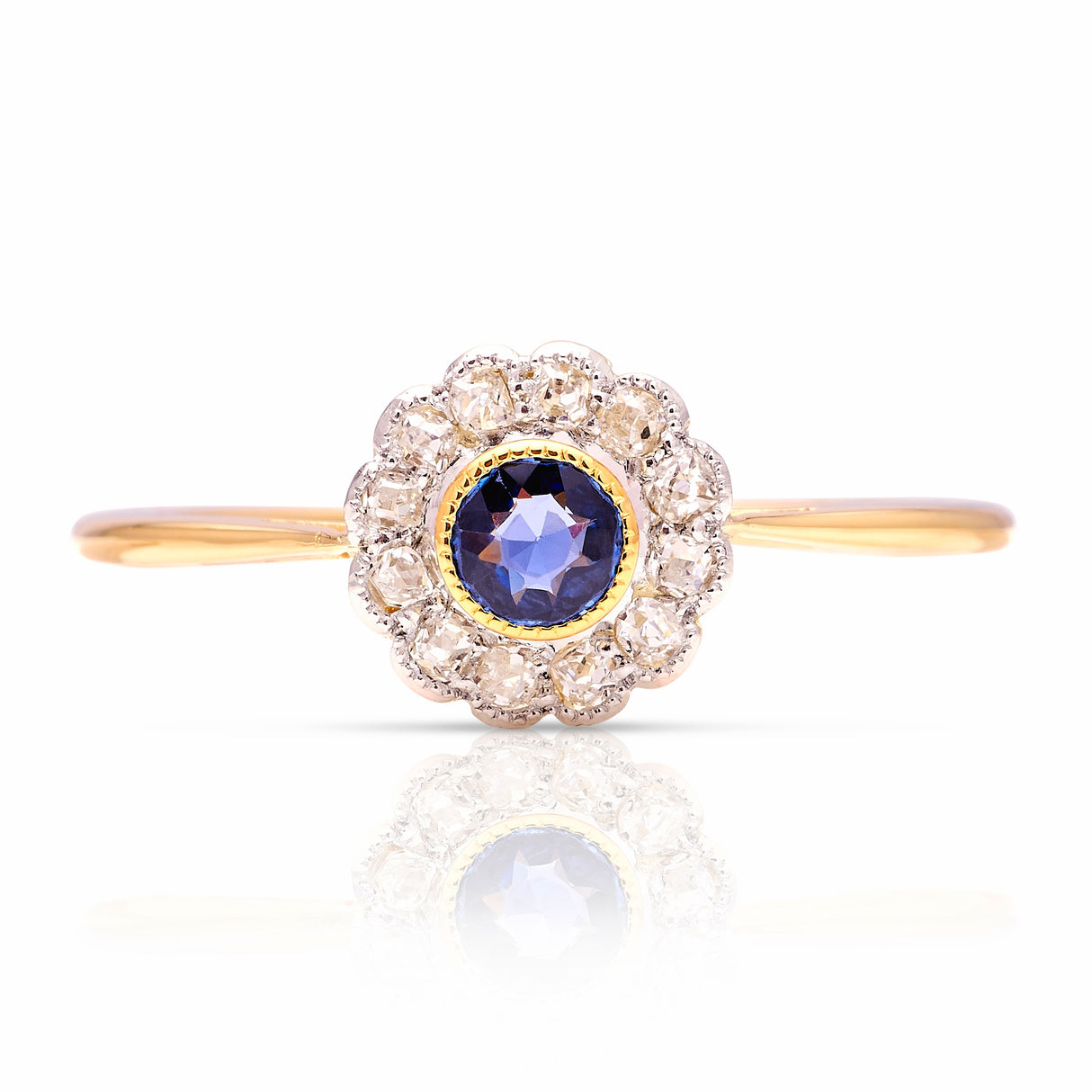 Antique, Edwardian sapphire & diamond cluster ring