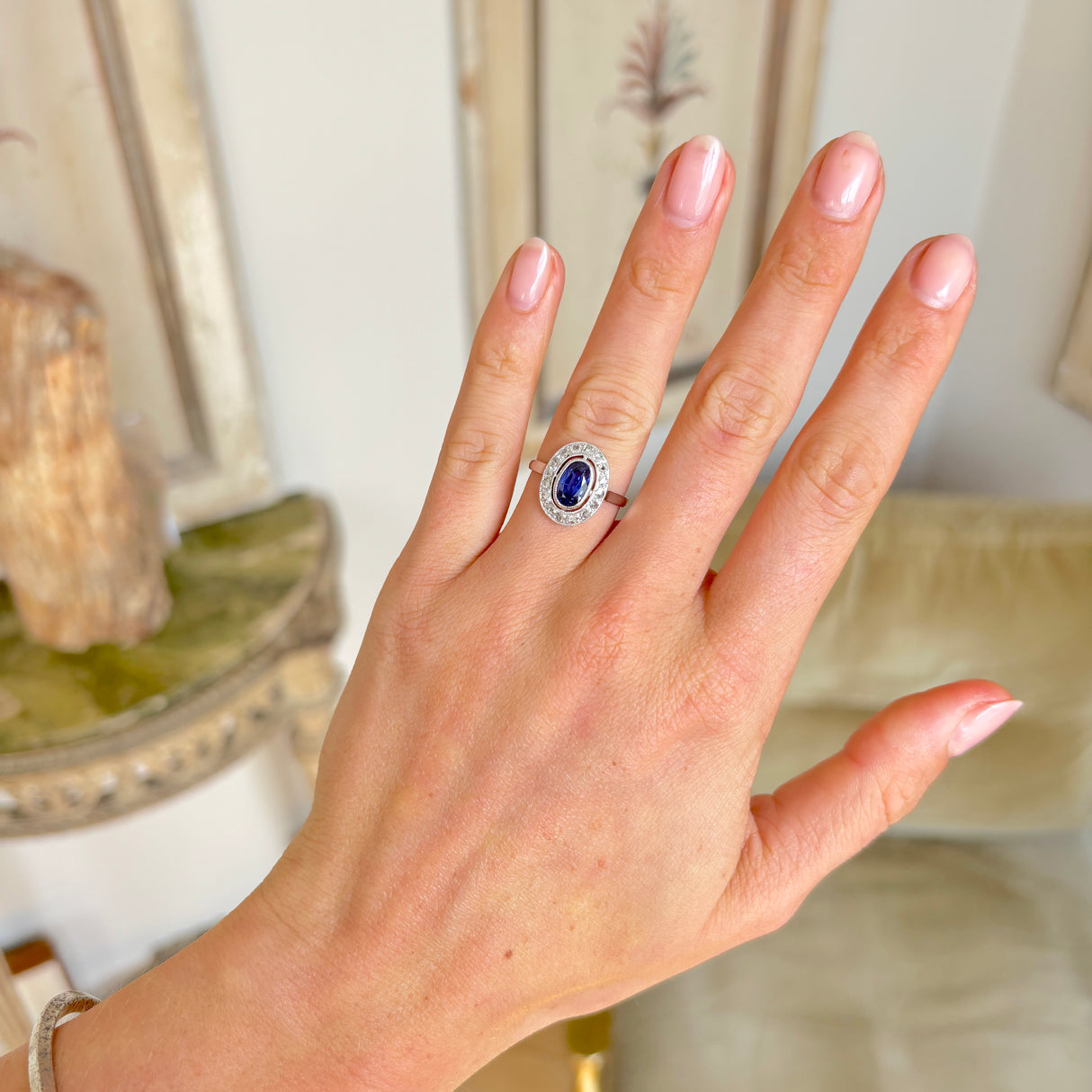 Vintage, 1920s French sapphire & diamond cluster ring