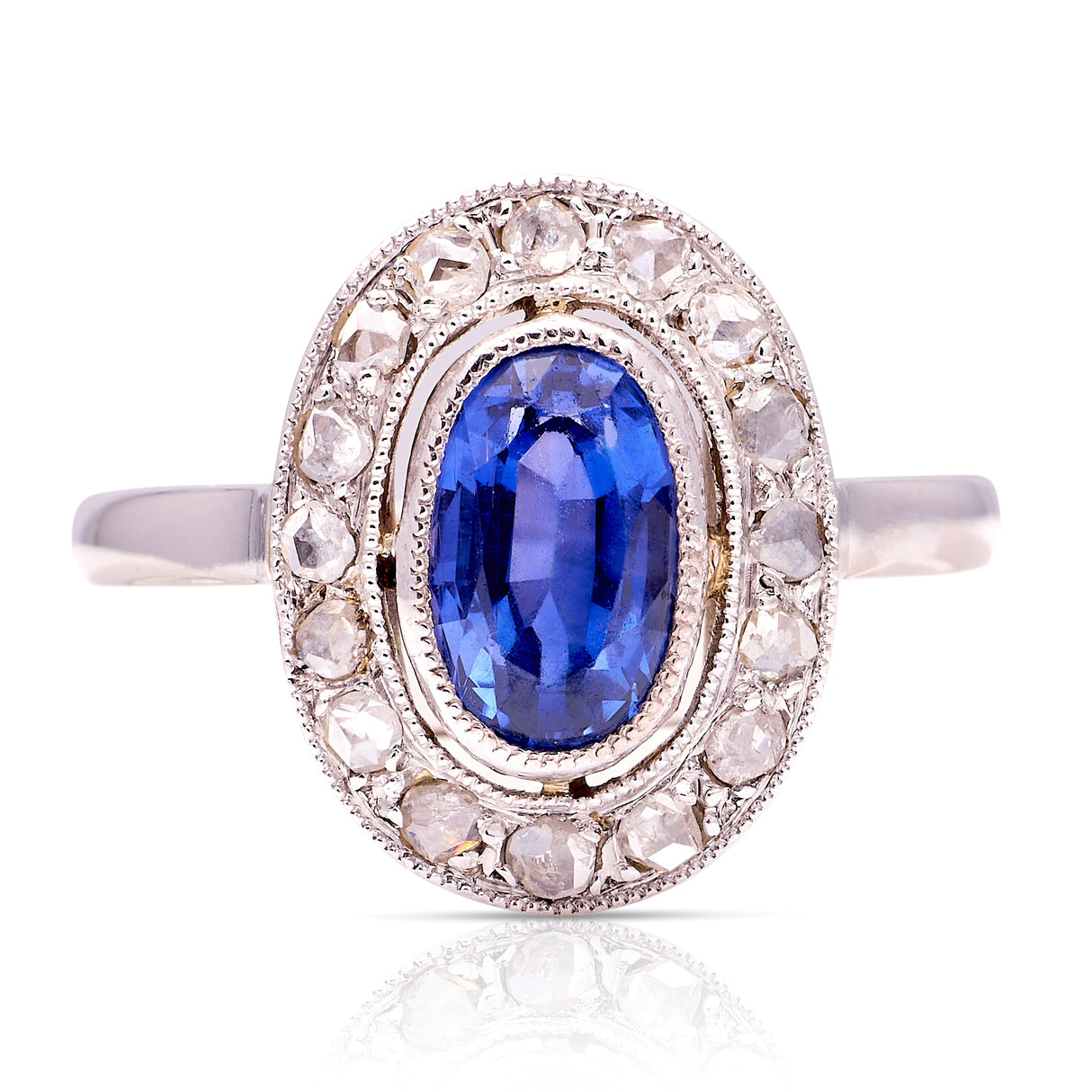 Vintage, 1920s sapphire & diamond cluster ring