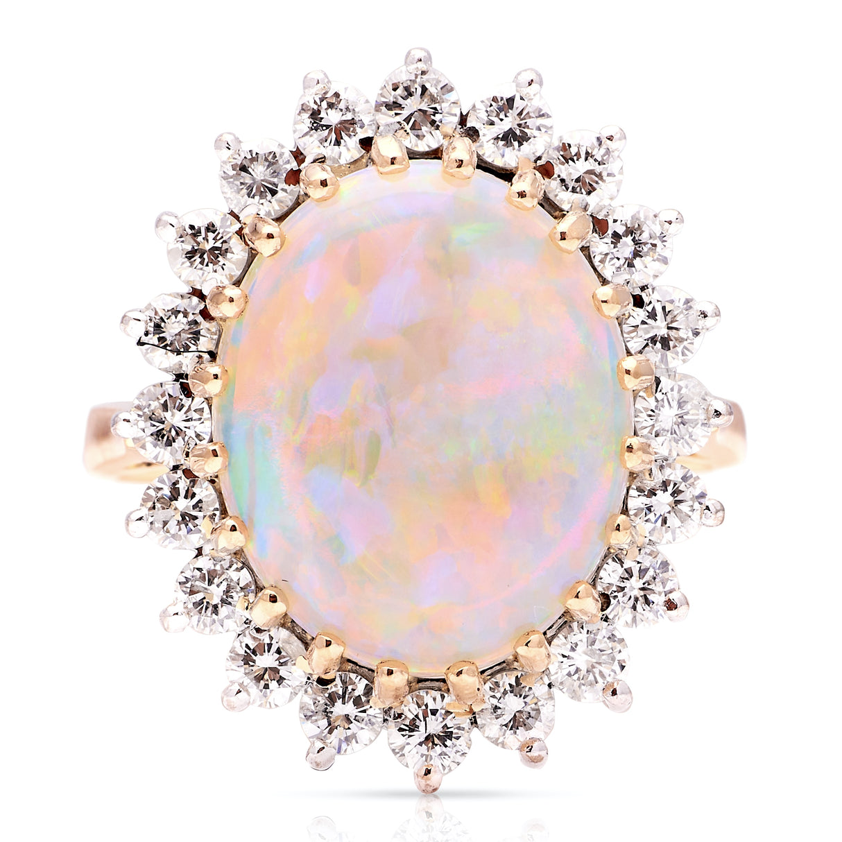Vintage, 1960s opal & diamond cluster cocktail ring
