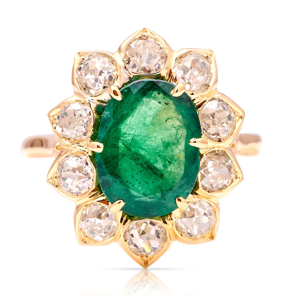 Vintage, 1950s emerald & diamond cluster ring
