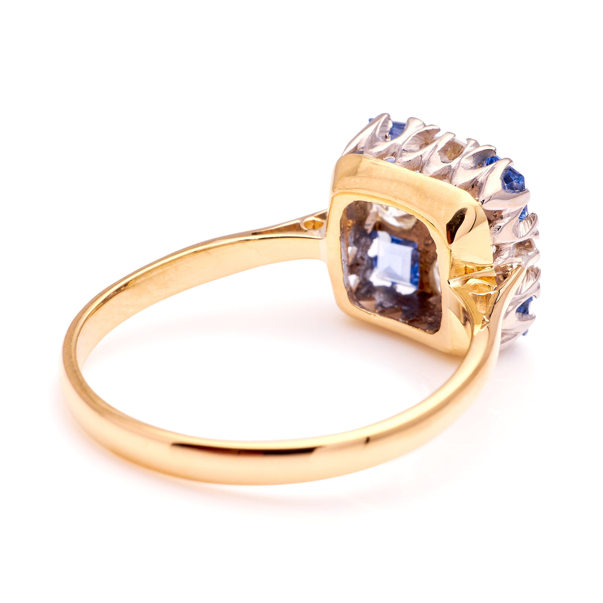 Vintage, 1920s sapphire & diamond checkerboard ring