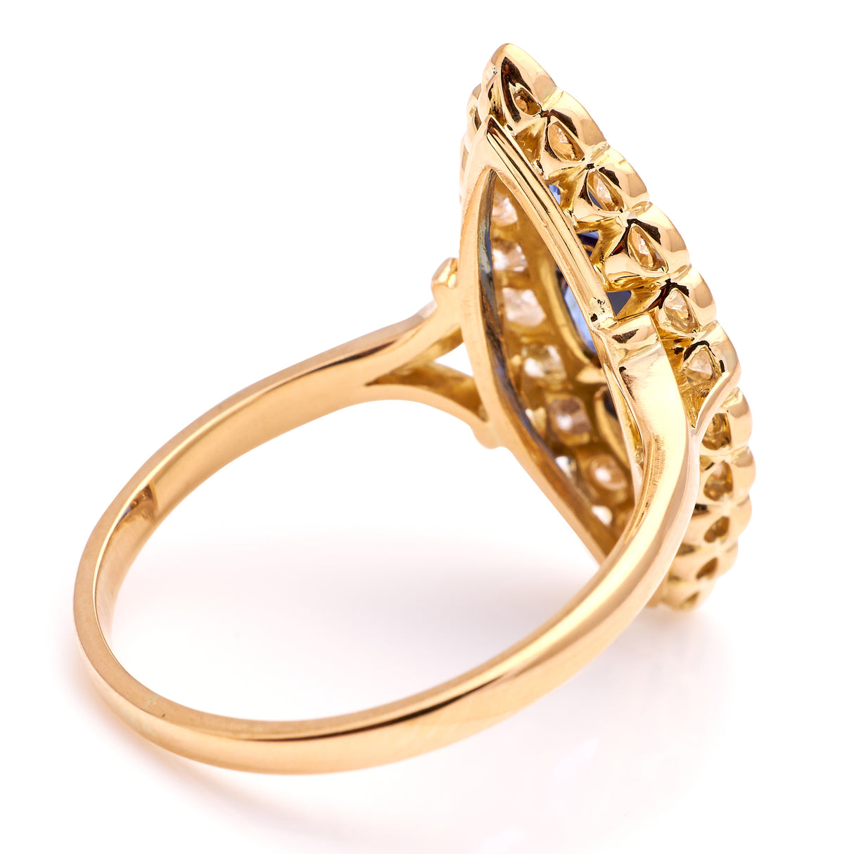 Vintage, 1960s sapphire & diamond navette ring