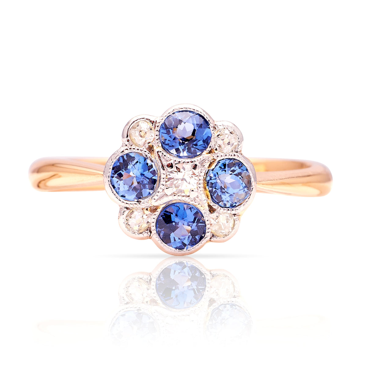 Antique, 1900s sapphire & diamond cluster ring
