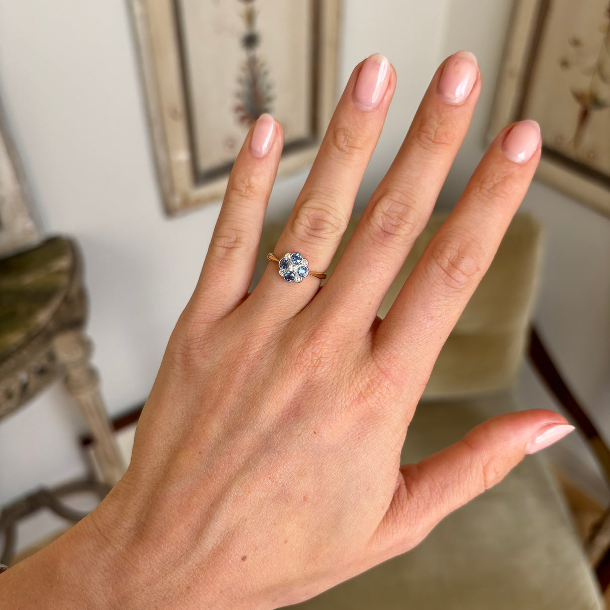 Antique, 1900s sapphire & diamond cluster ring