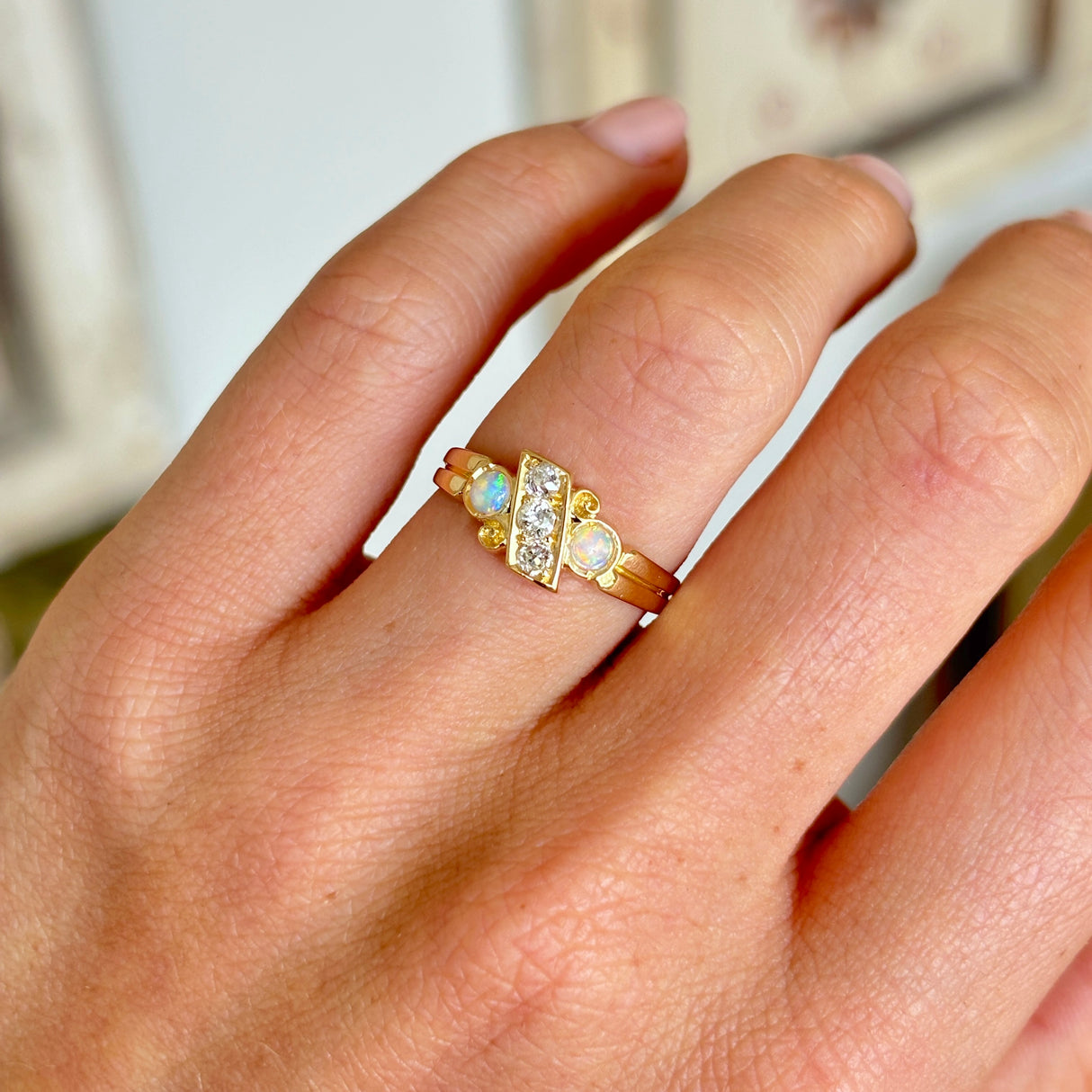 Antique, Victorian opal & diamond ring