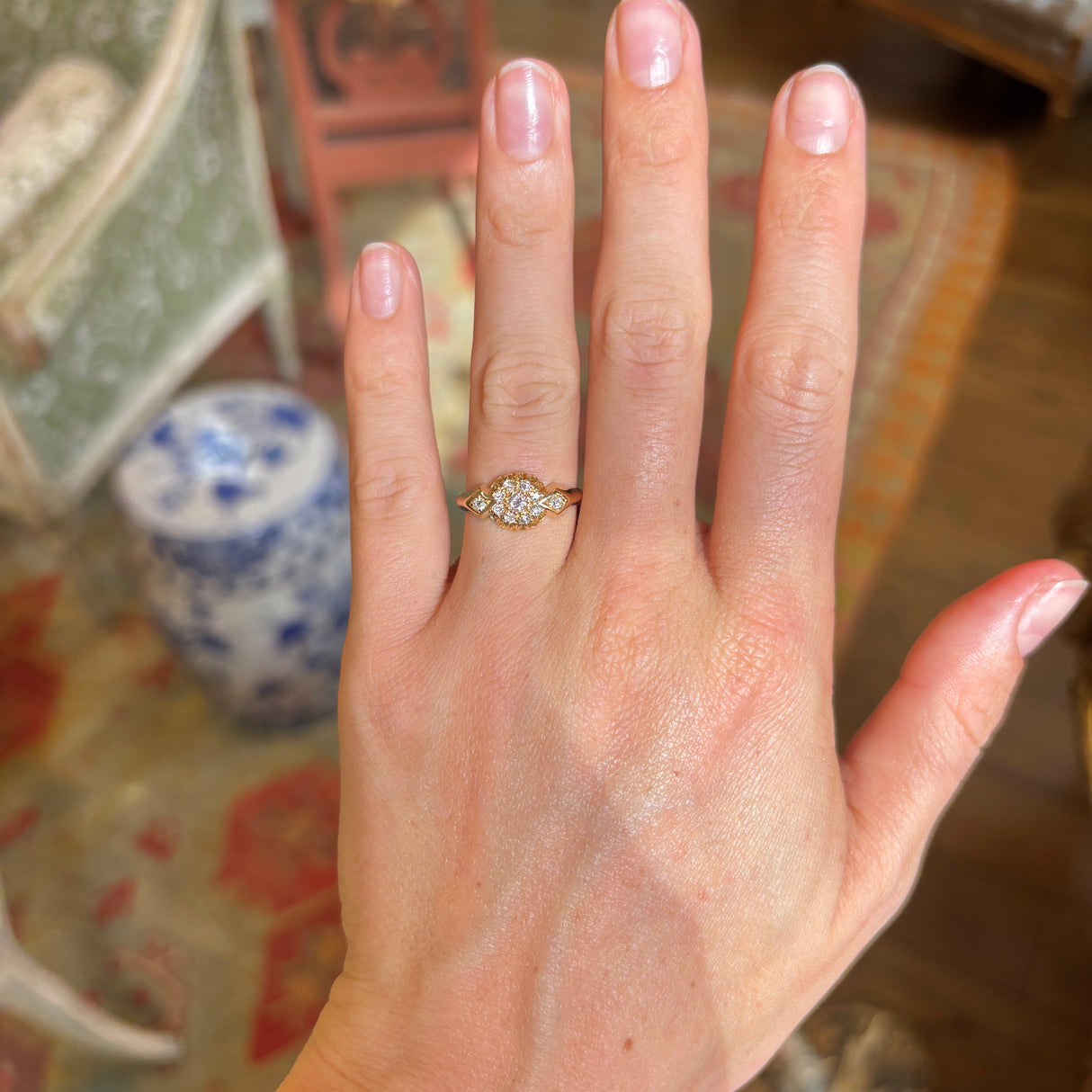 Antique, Edwardian diamond cluster engagement ring