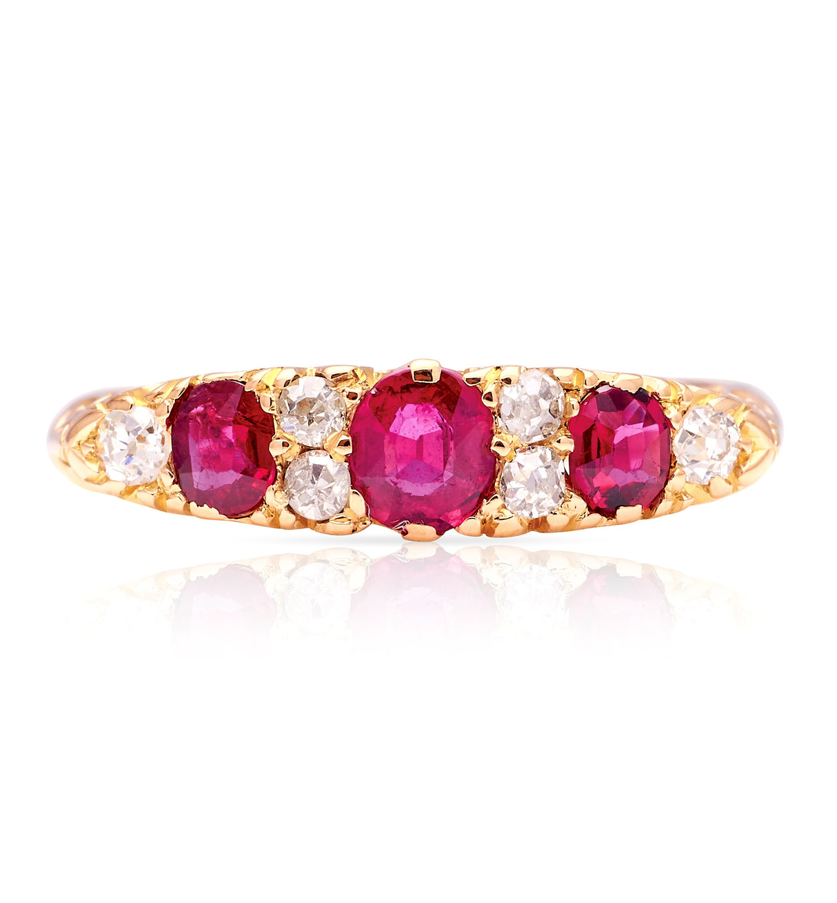 Antique, Victorian ruby & diamond half-hoop ring
