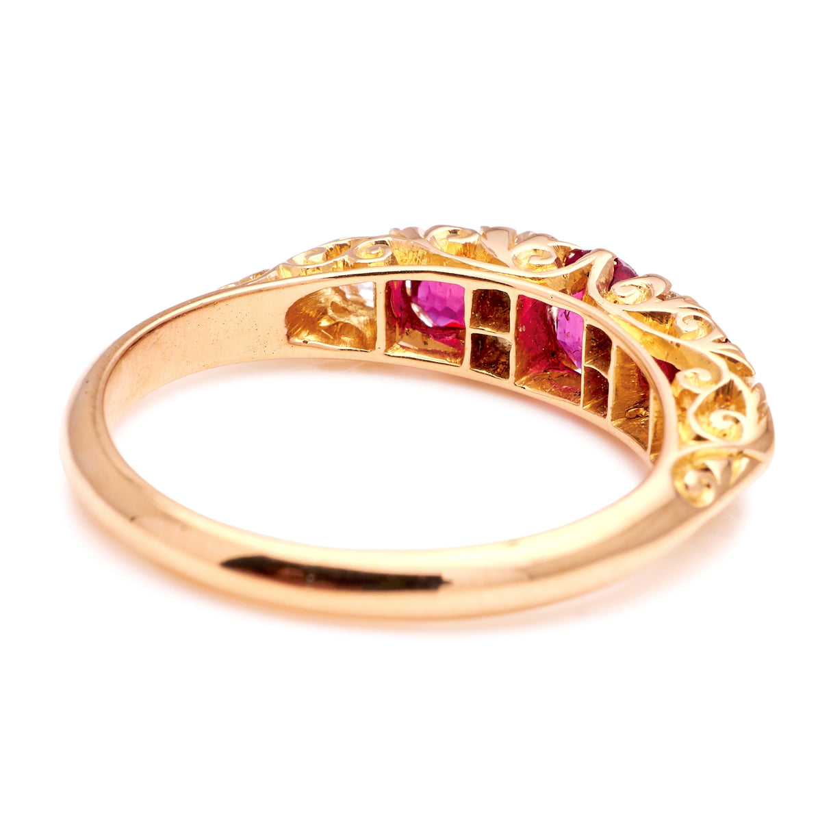 Antique, Victorian ruby & diamond half-hoop ring