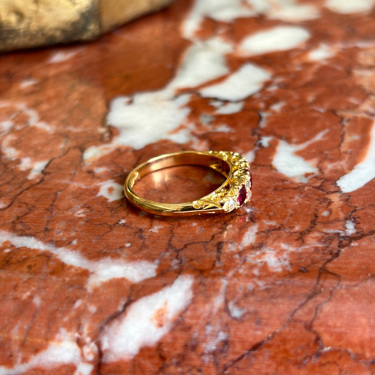 Antique, Victorian ruby & diamond half-hoop ring