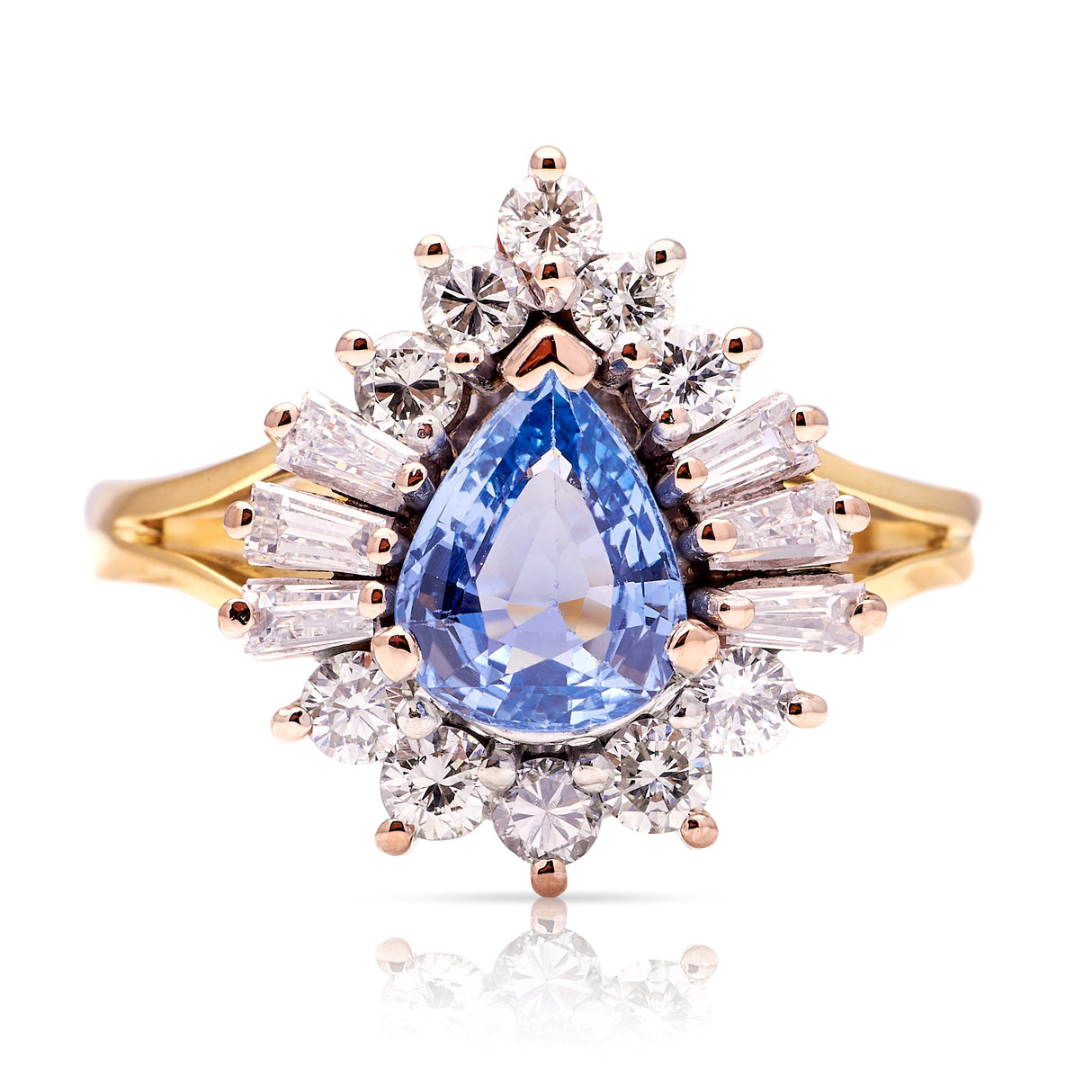 Vintage, 1950s sapphire & diamond cluster ring