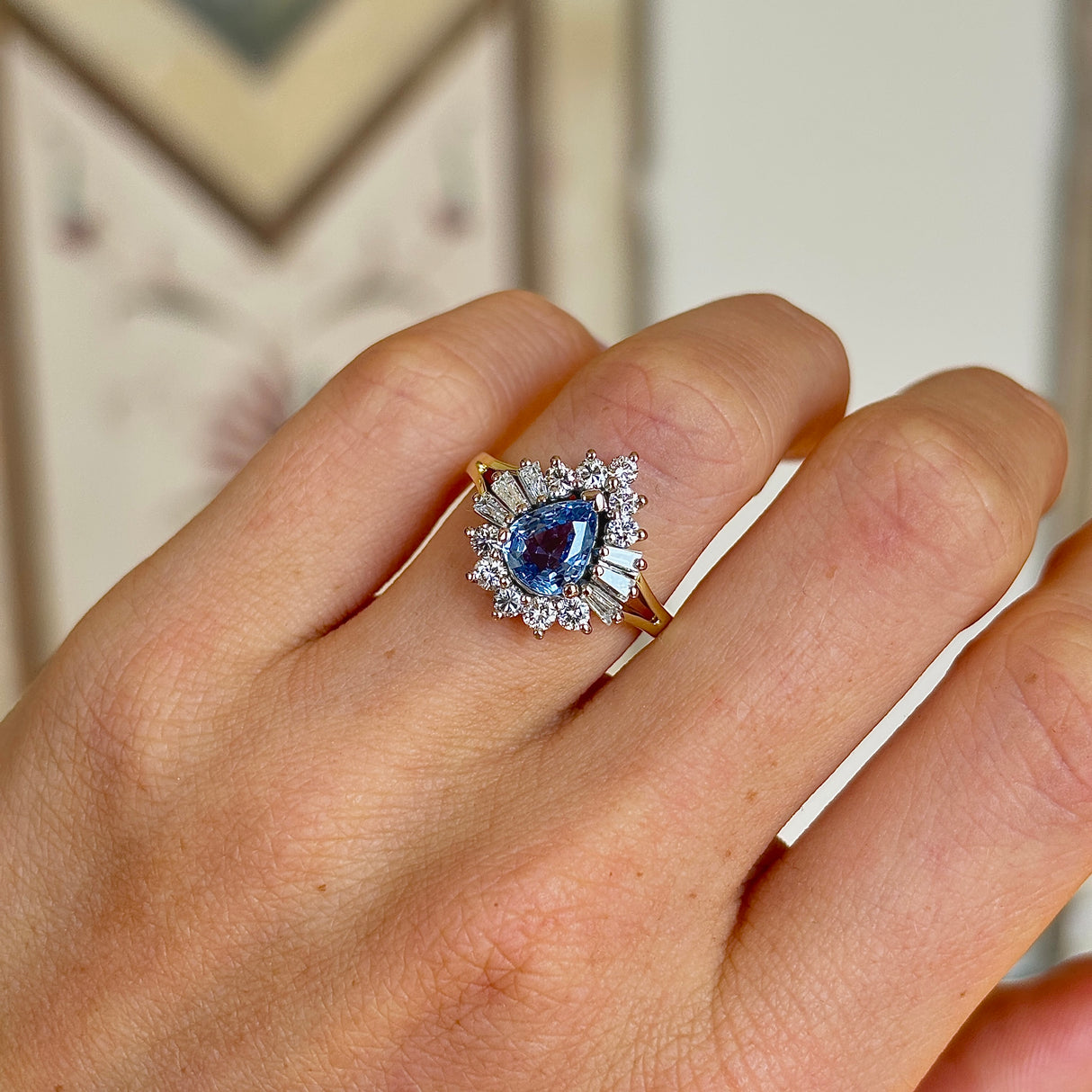 Vintage, 1950s sapphire & diamond cluster ring