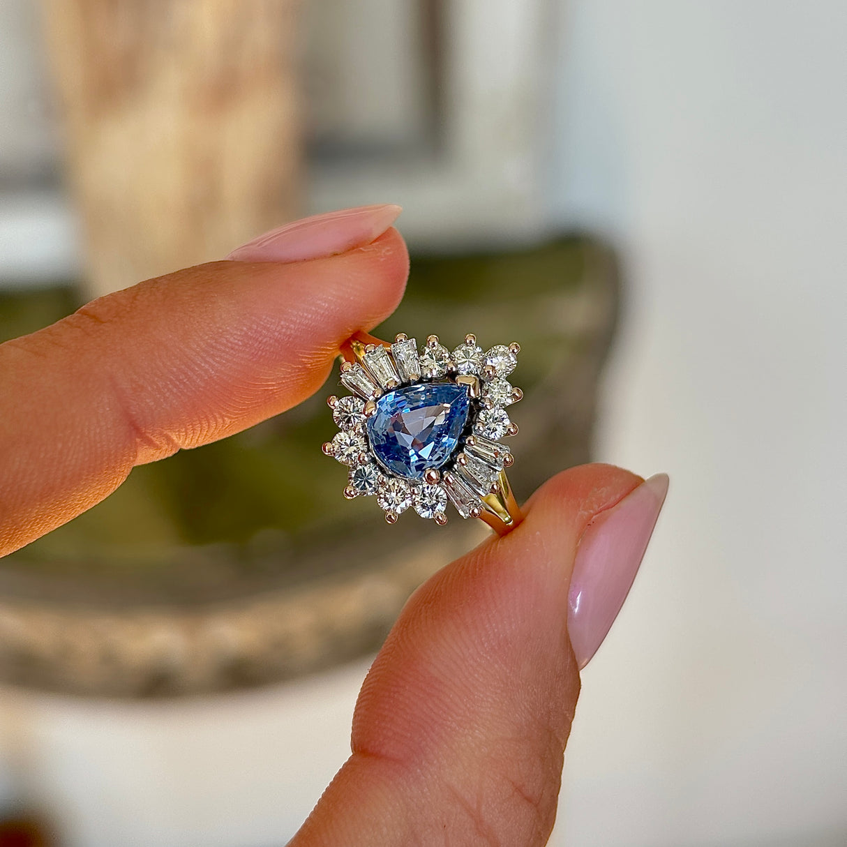 Vintage, 1950s sapphire & diamond cluster ring