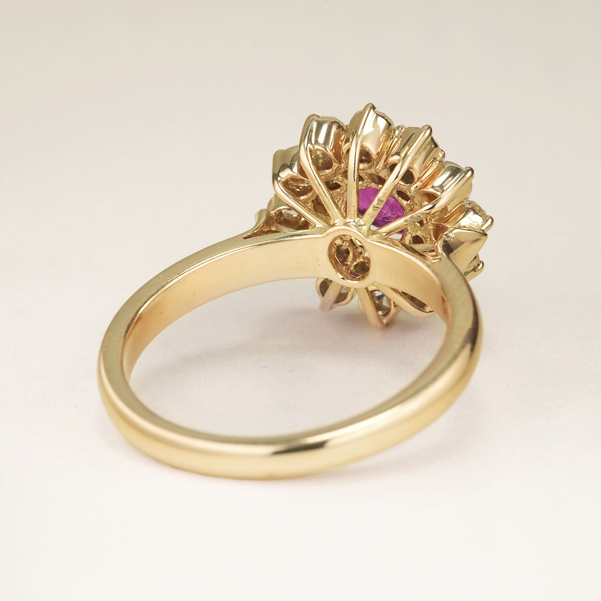 Vintage, pink sapphire & diamond cluster ring