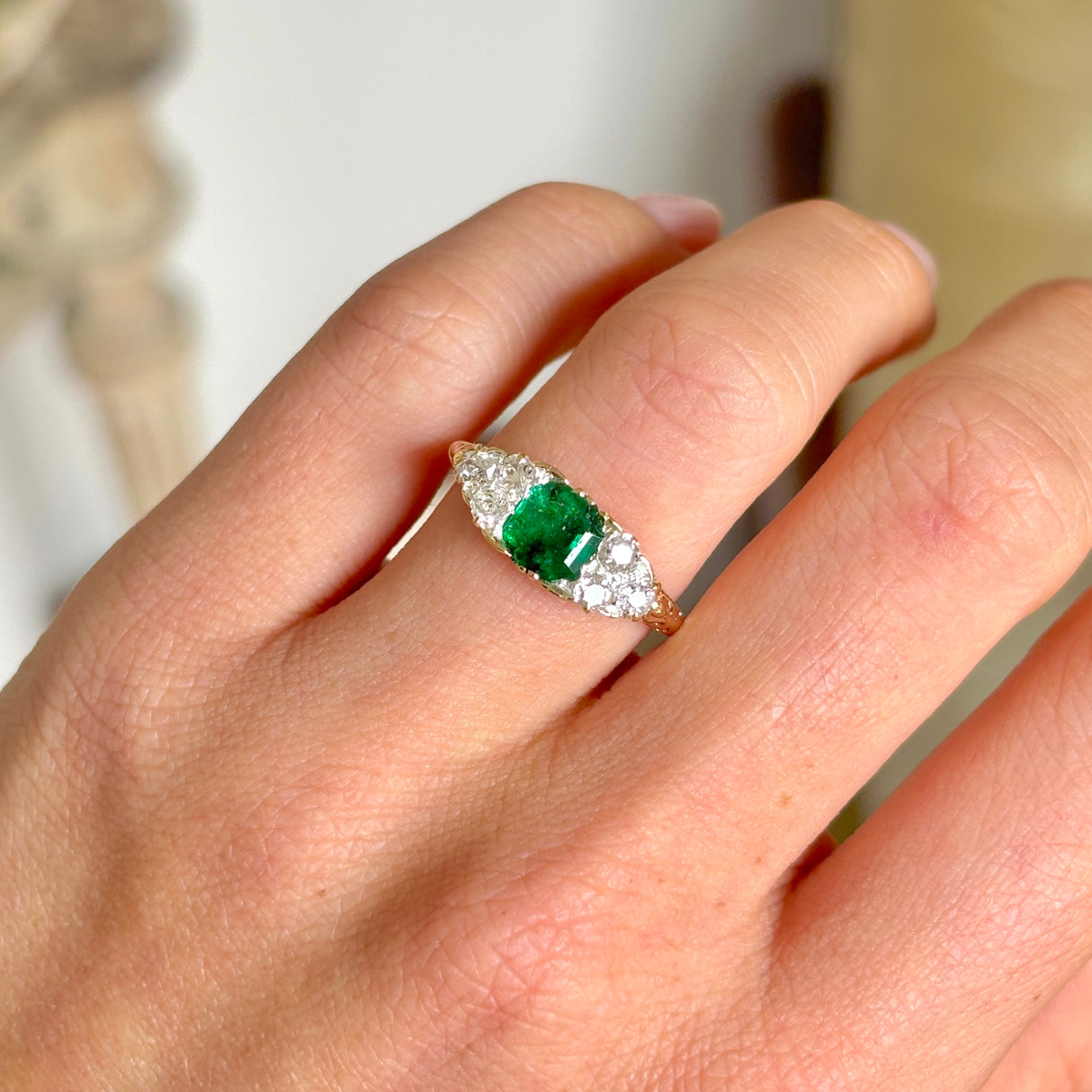 Antique, Victorian emerald & diamond ring
