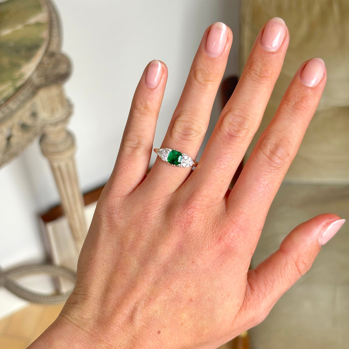 Antique, Victorian emerald & diamond ring