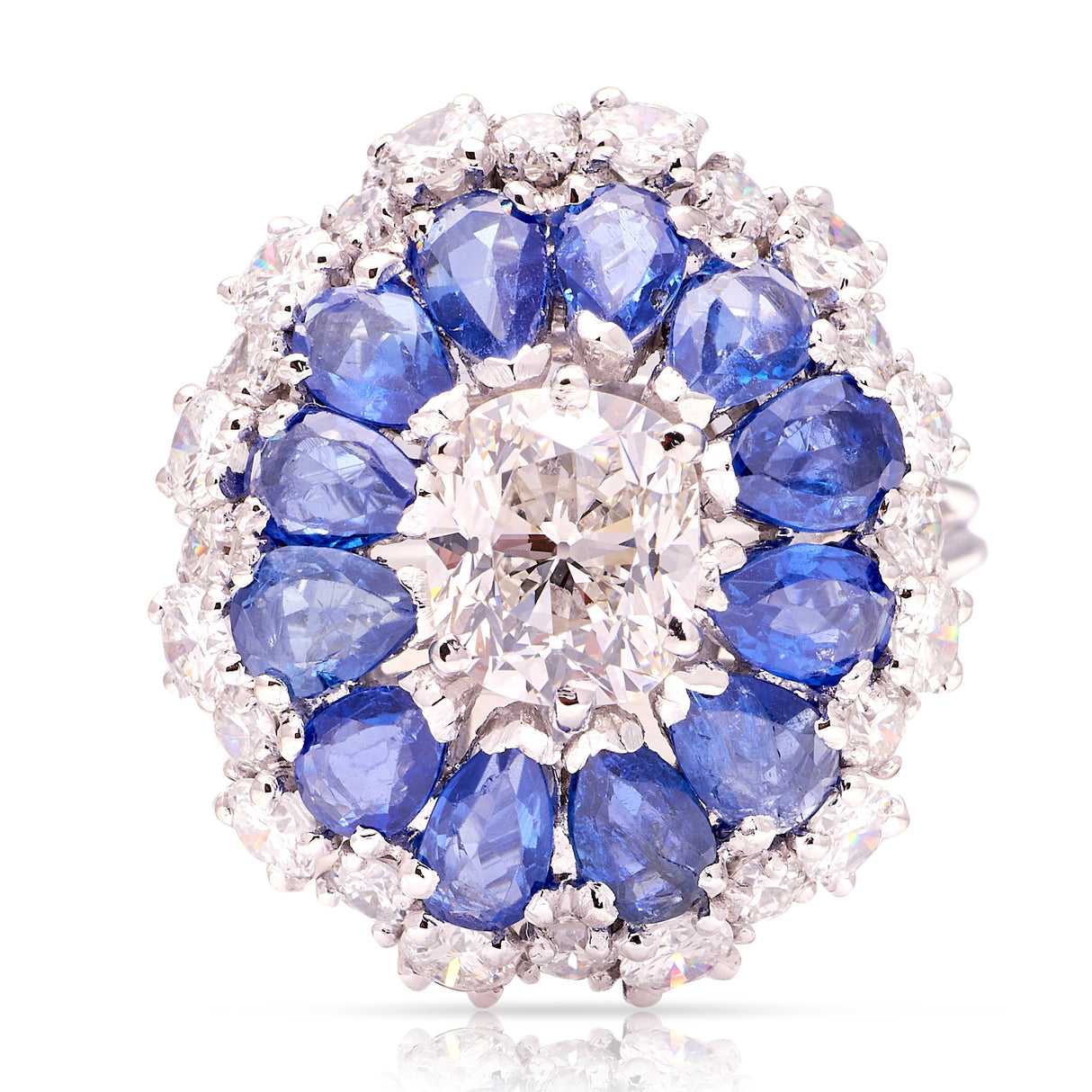 Vintage, 1960s sapphire & diamond cluster cocktail ring