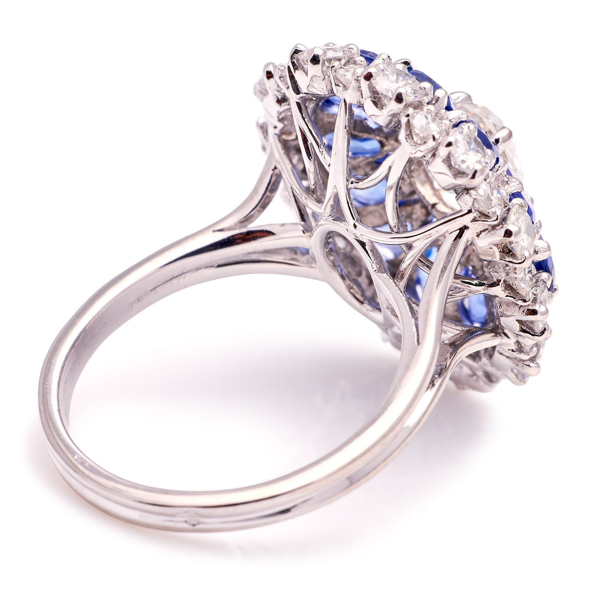Vintage, 1960s sapphire & diamond cluster cocktail ring