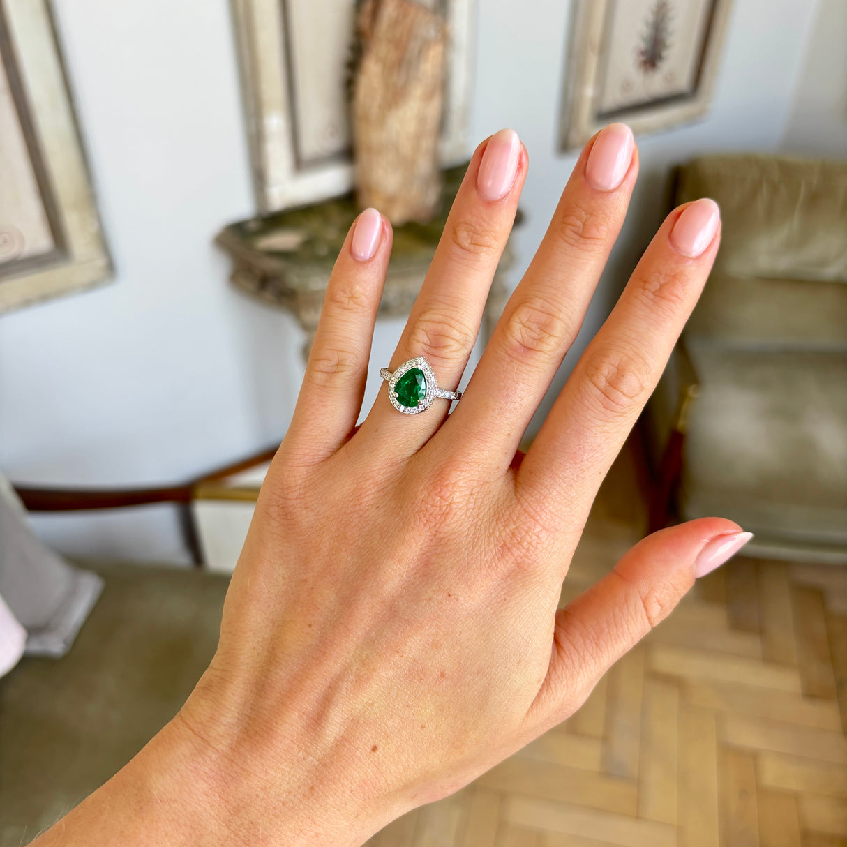 Vintage, emerald & diamond cluster ring