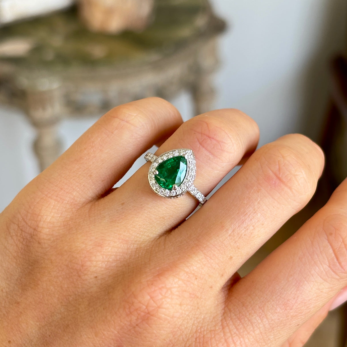 Vintage, emerald & diamond cluster ring