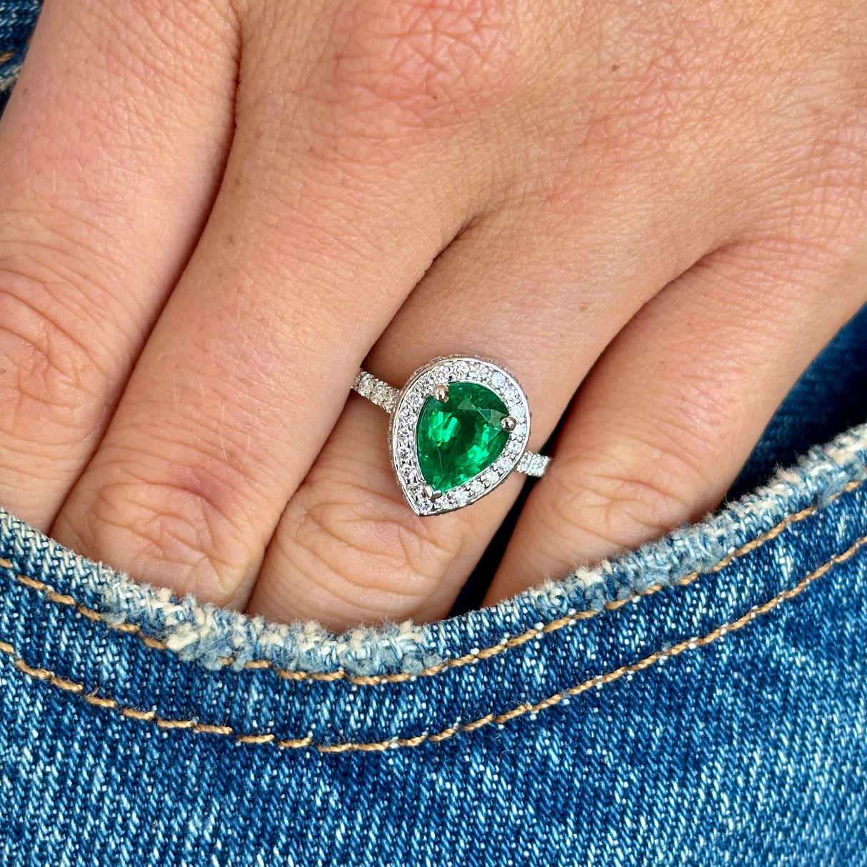 Vintage, emerald & diamond cluster ring