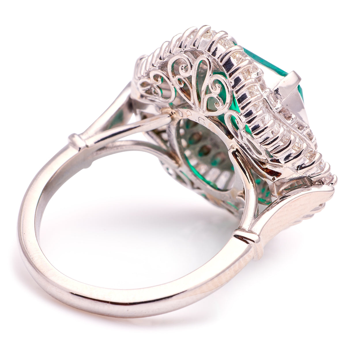 Vintage, 1950s synthetic emerald & diamond ballerina cluster ring