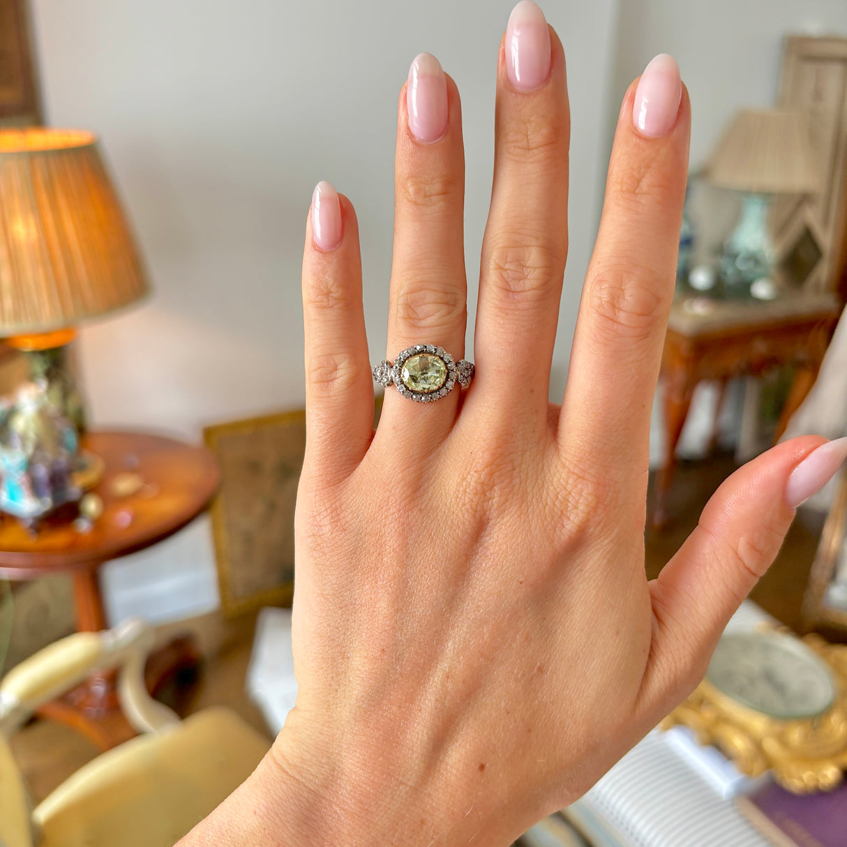 Antique, Georgian chrysoberyl & diamond cluster ring