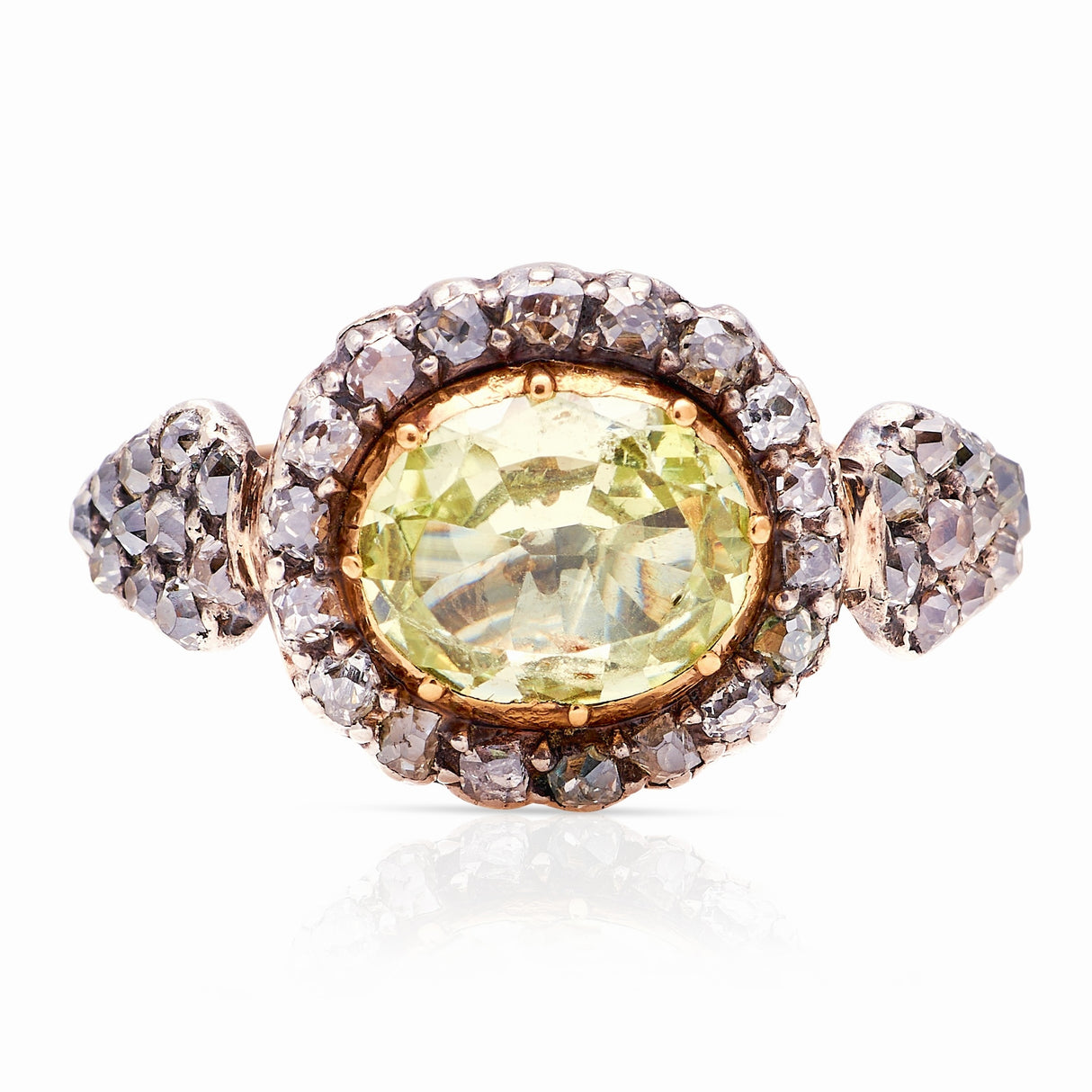 Antique, Georgian chrysoberyl & diamond cluster ring