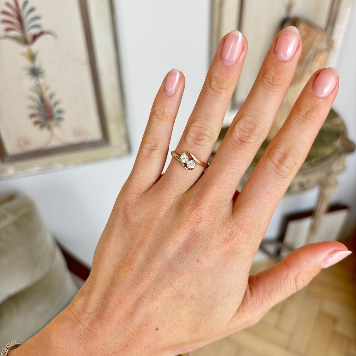 Vintage, 1990s diamond toi et moi twist ring