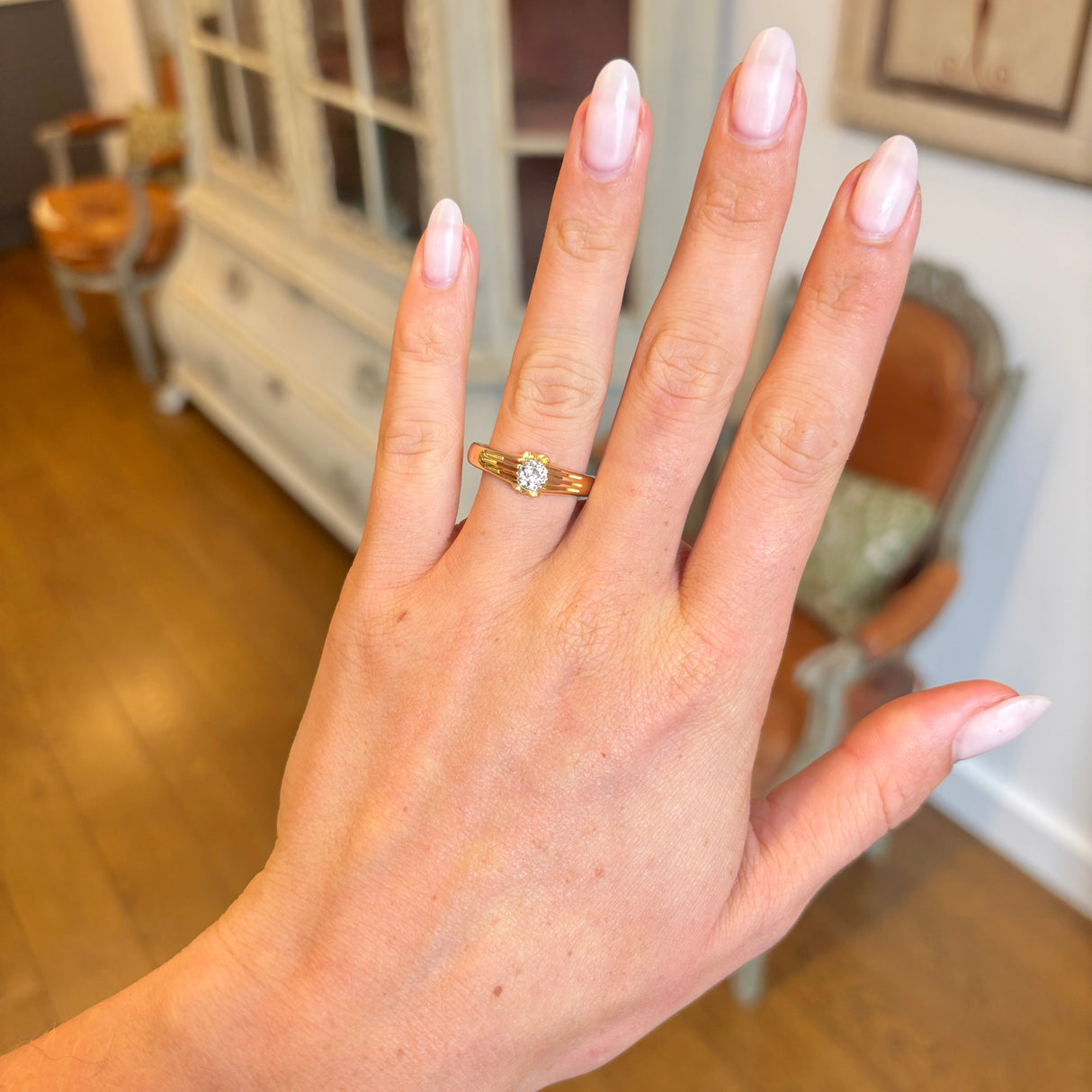 Antique, 1900s diamond solitaire ring