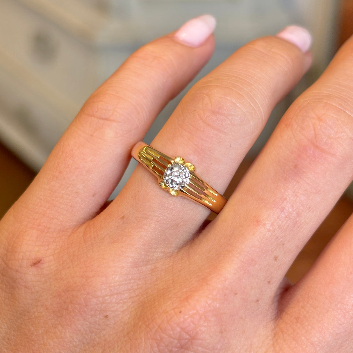 Antique, 1900s diamond solitaire ring