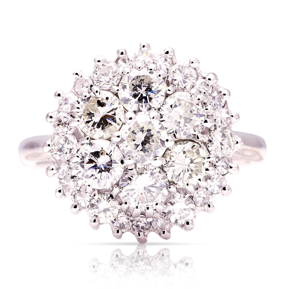 Vintage, 1970s diamond cluster cocktail ring