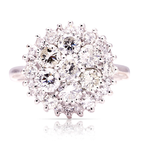 Vintage, 1970s diamond cluster cocktail ring