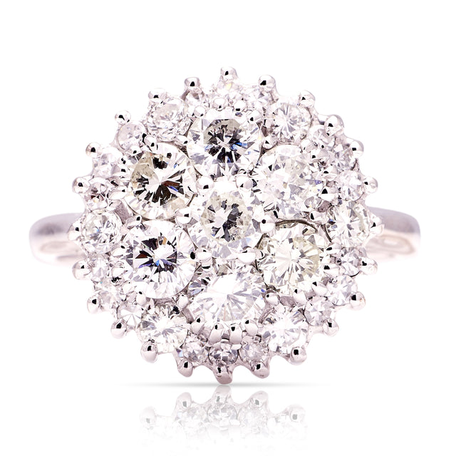 Vintage, 1970s diamond cluster cocktail ring