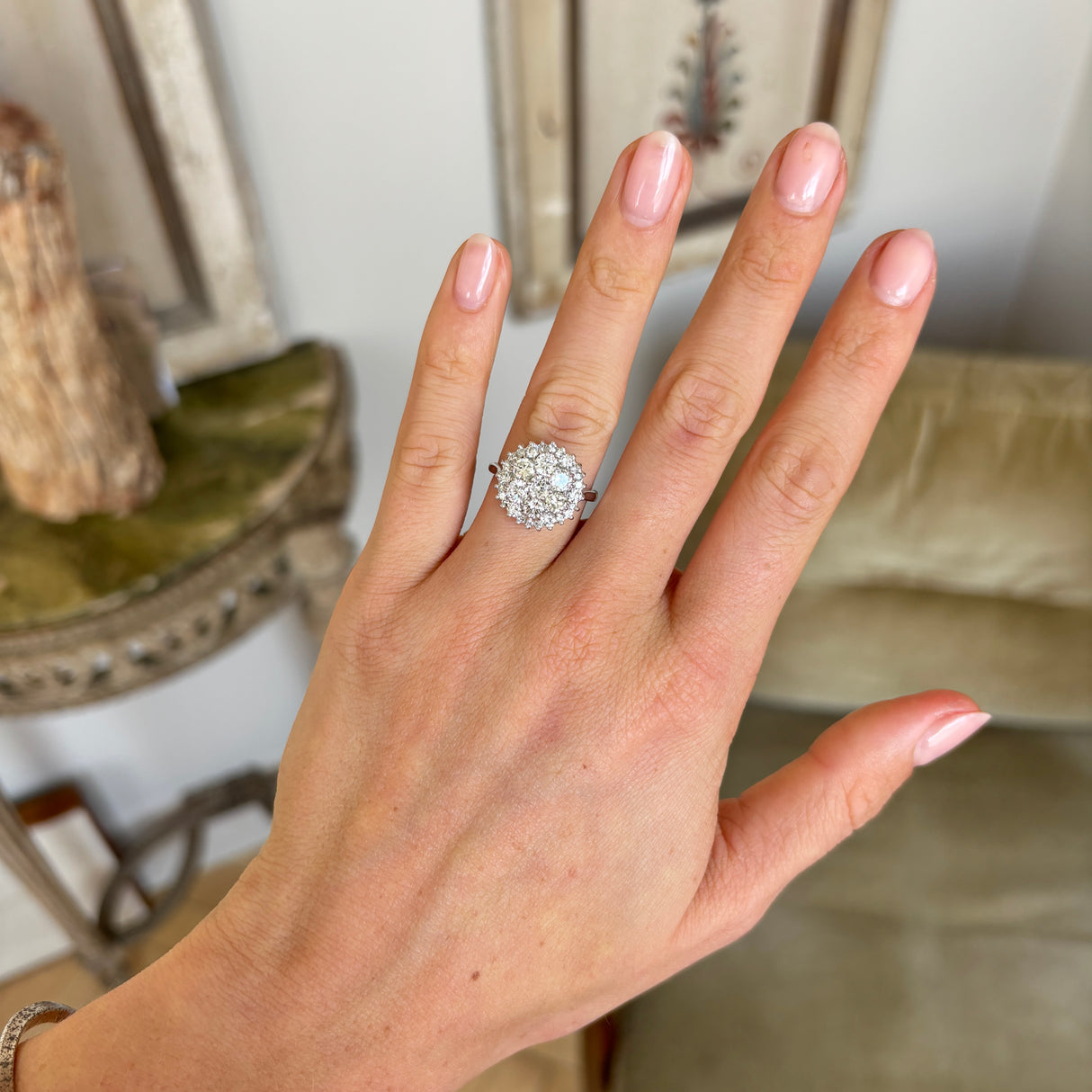 Vintage, 1970s diamond cluster cocktail ring