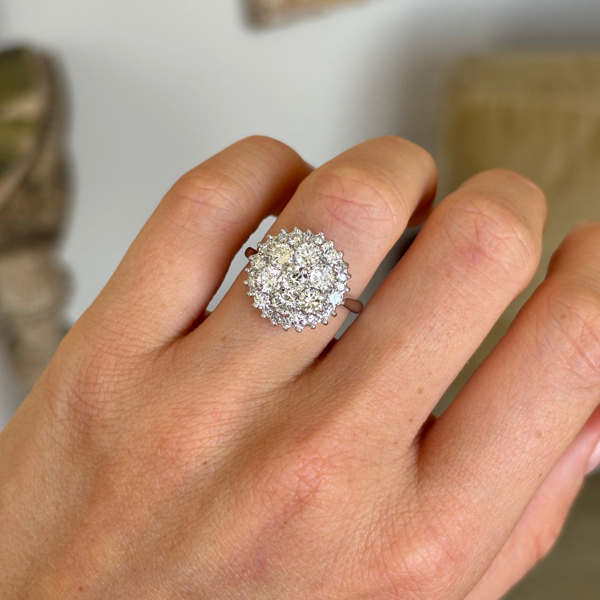 Vintage, 1970s diamond cluster cocktail ring