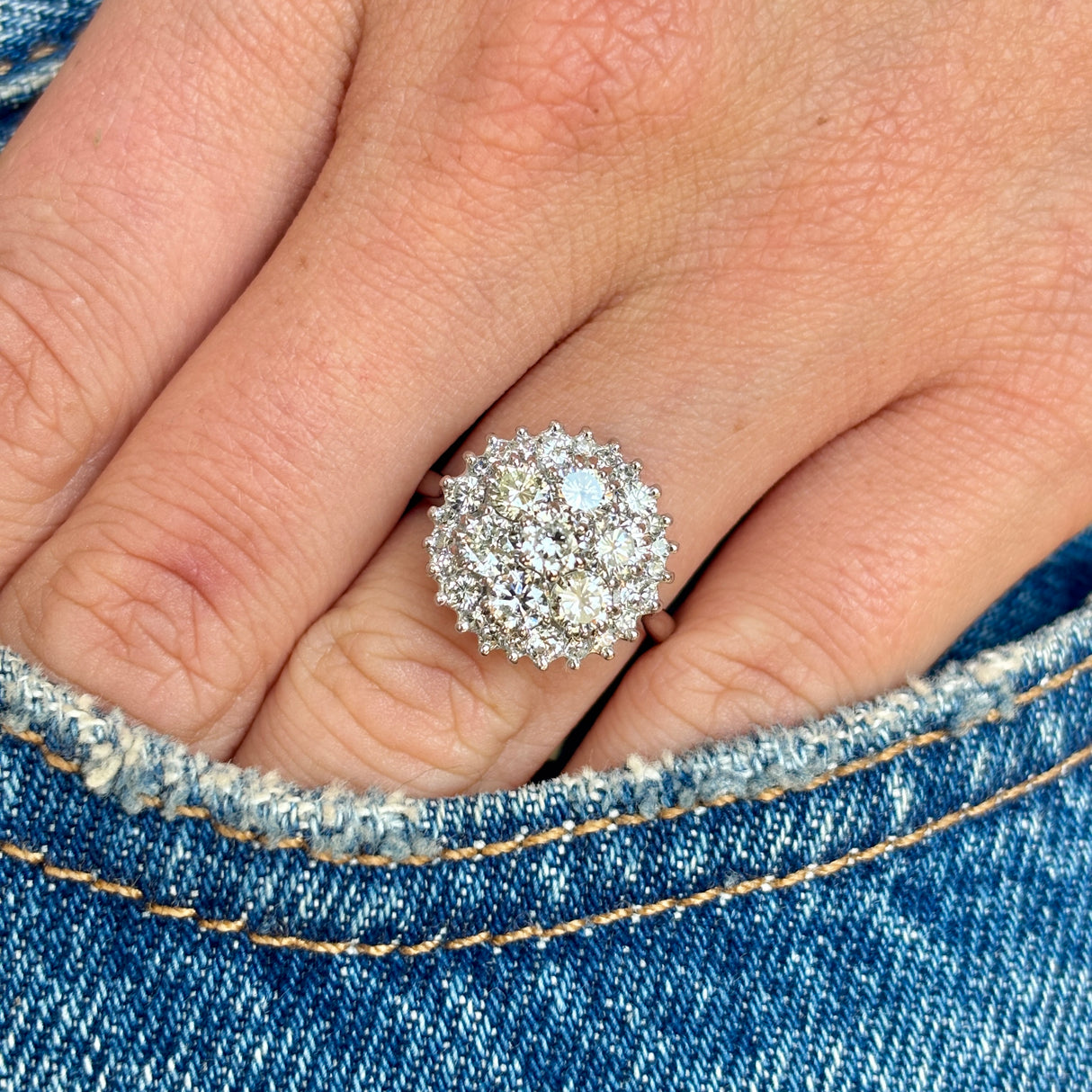 Vintage, 1970s diamond cluster cocktail ring