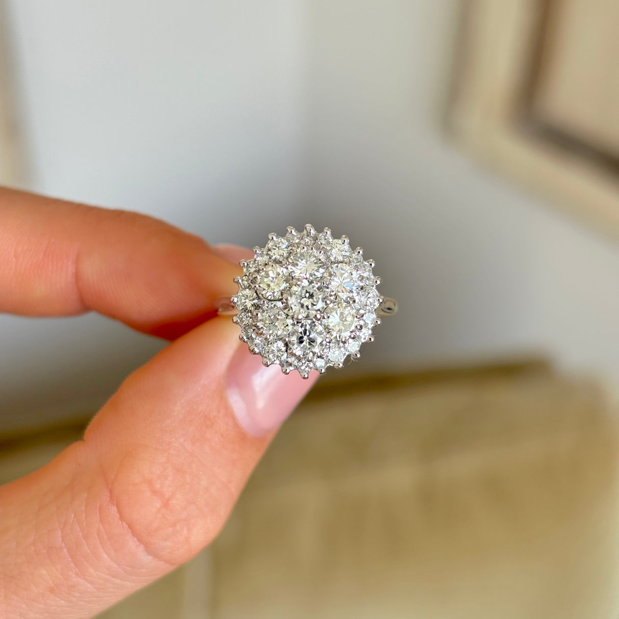 Vintage, 1970s diamond cluster cocktail ring