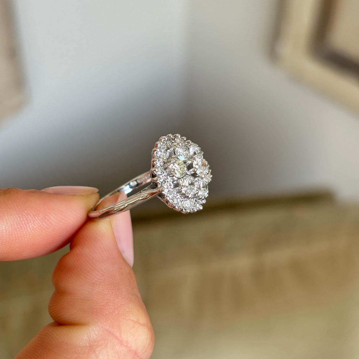 Vintage, 1970s diamond cluster cocktail ring