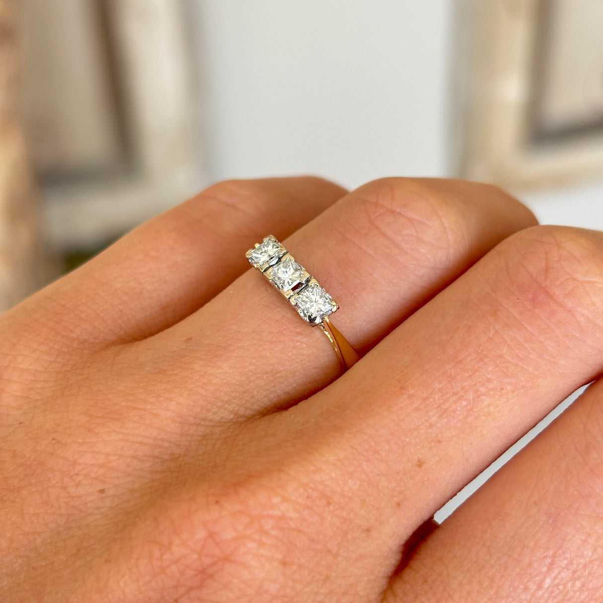 Vintage, 1990s three-stone diamond engagement ring