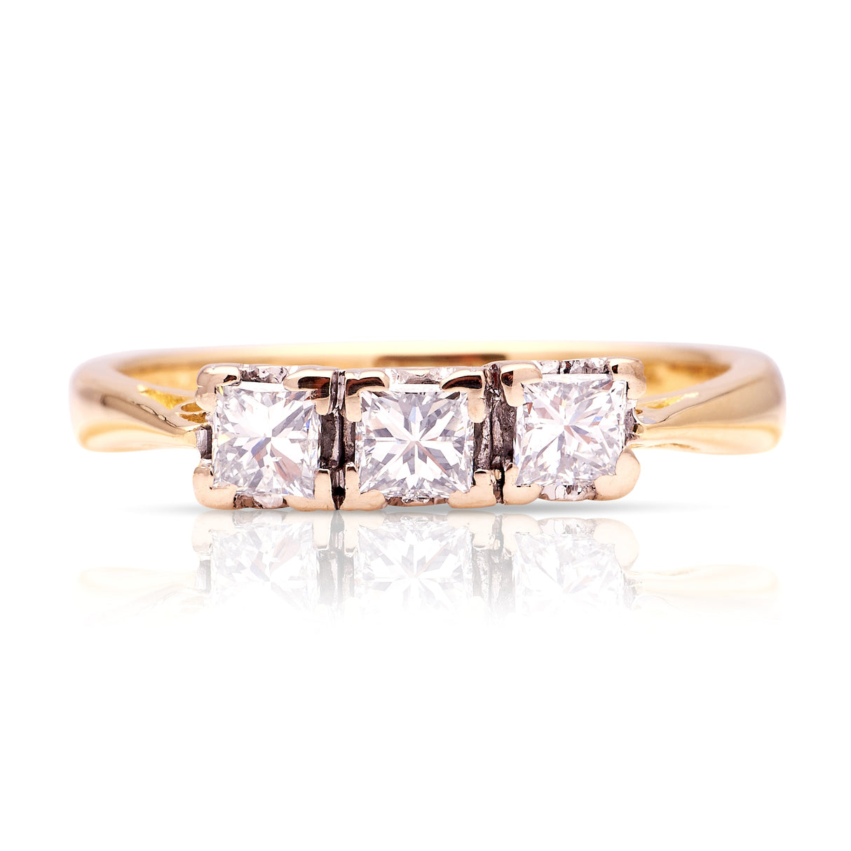 Vintage, 1990s three-stone diamond ring