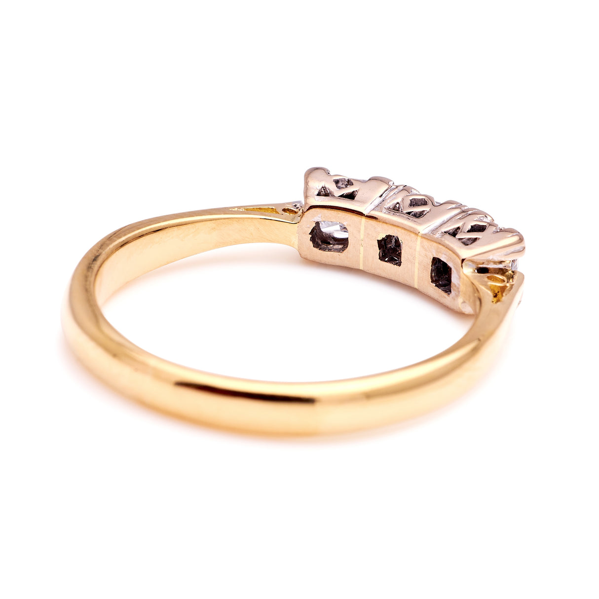 Vintage, 1990s three-stone diamond ring