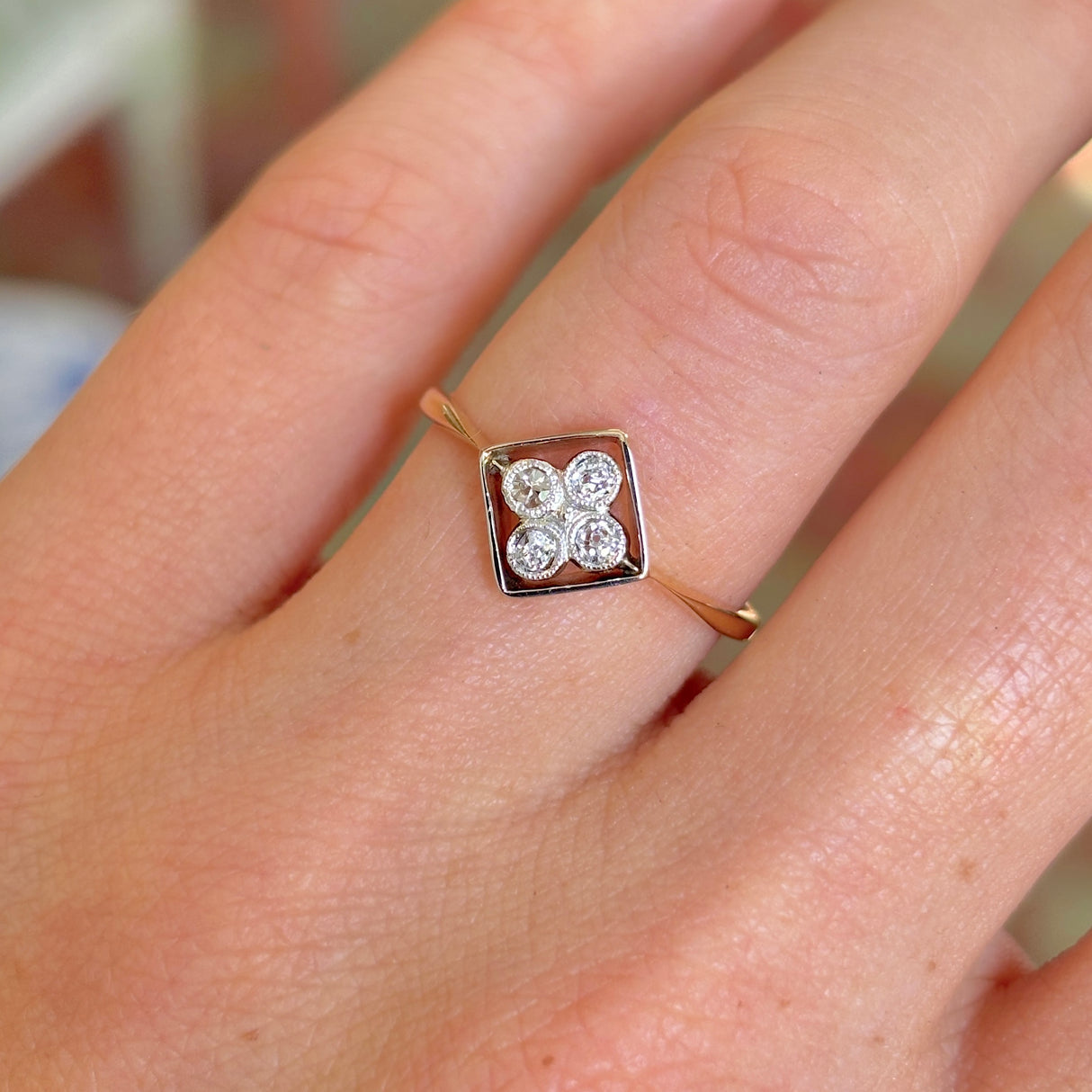 Vintage, Art Deco diamond unusual cluster ring