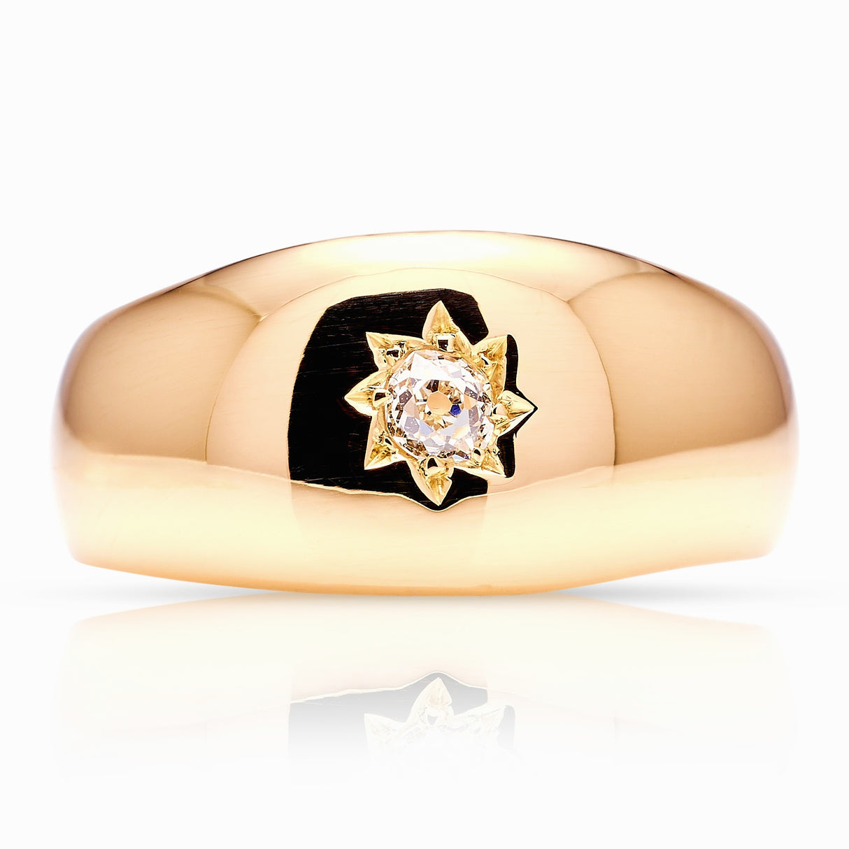 Antique, Victorian diamond solitaire gypsy ring