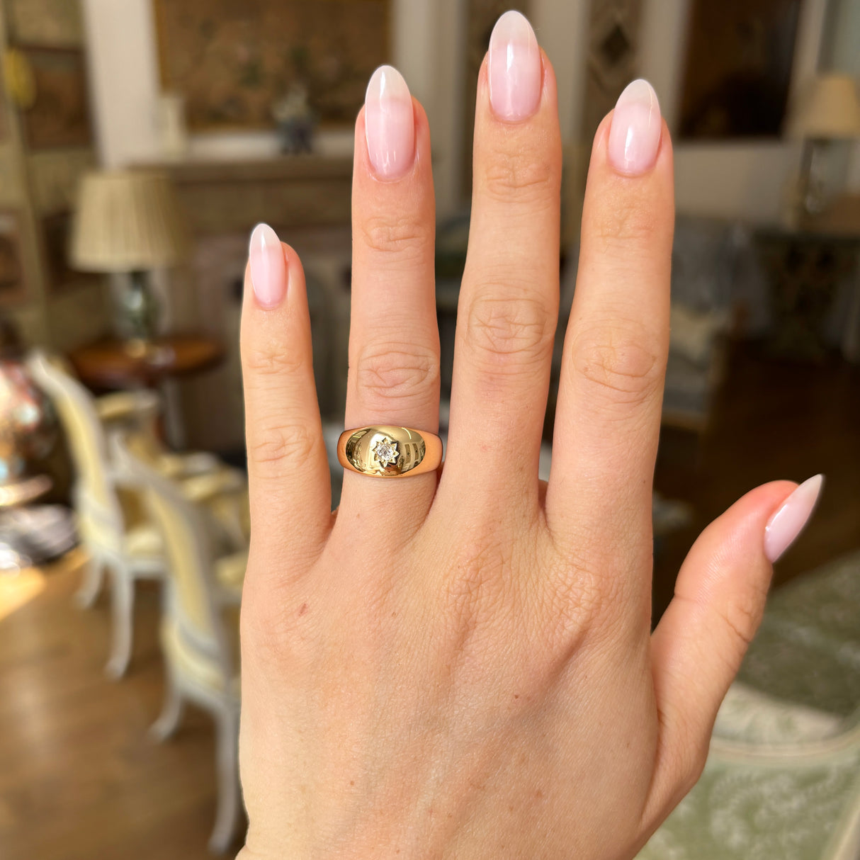 Antique, Victorian diamond solitaire gypsy ring