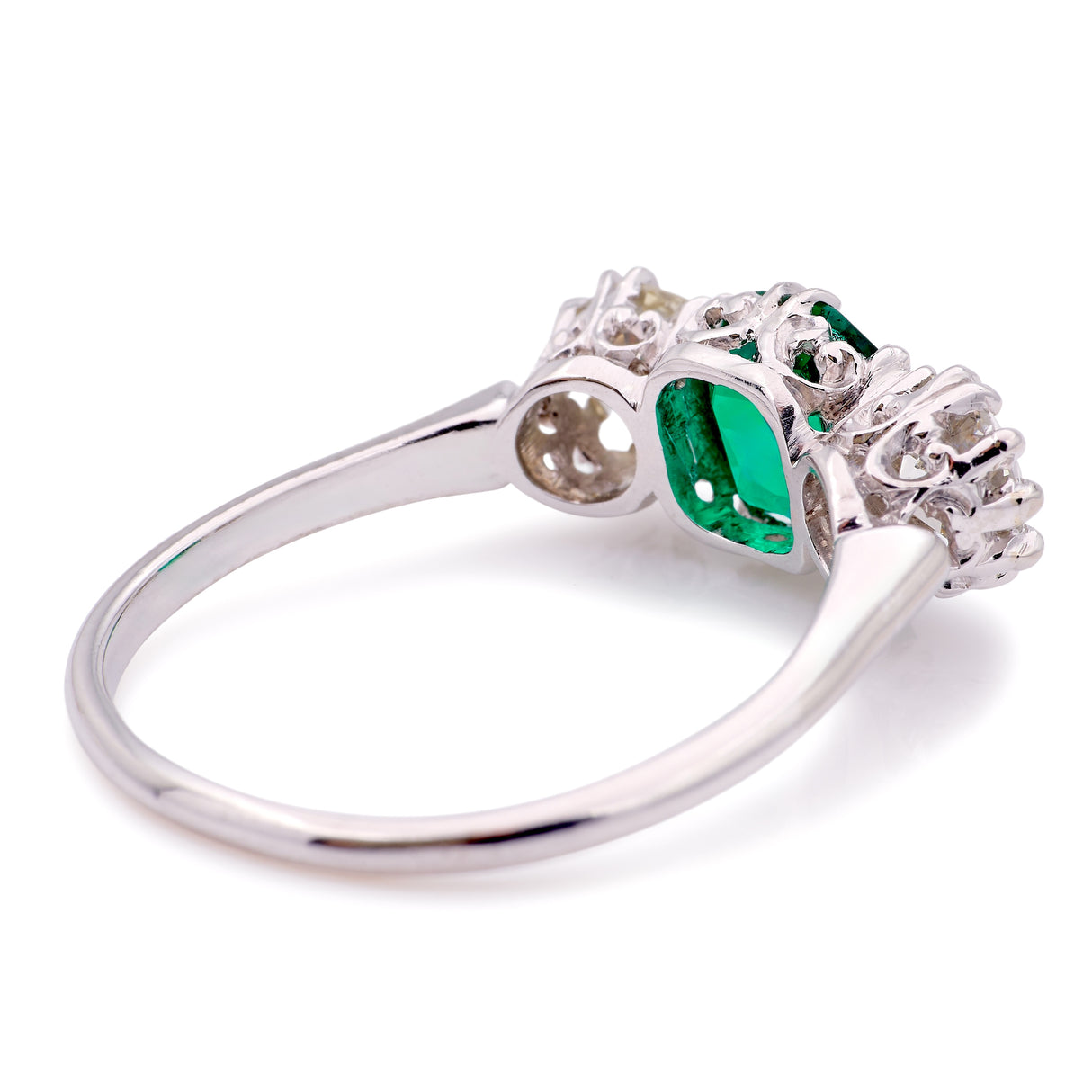 Vintage, Art Deco emerald & diamond three-stone ring