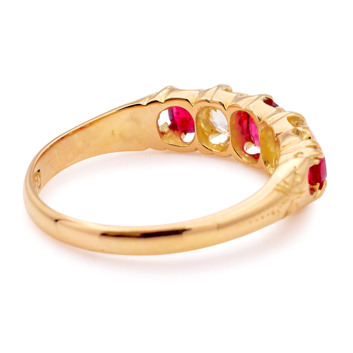 Antique, Victorian ruby & diamond five-stone ring