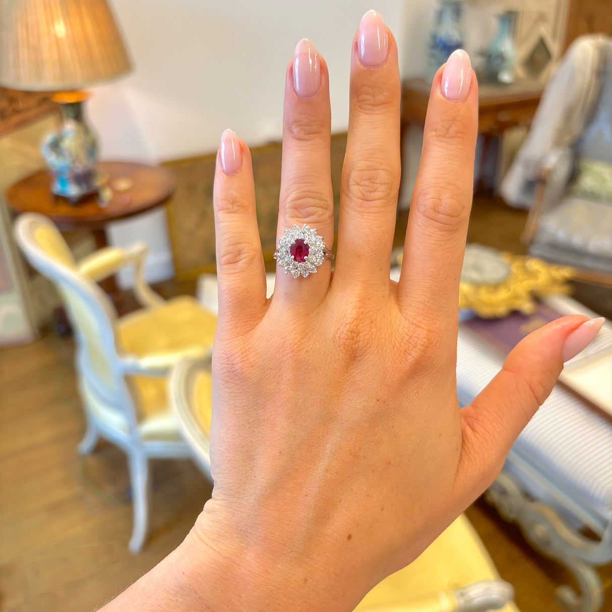 Vintage, 1950s ruby & diamond cocktail ring