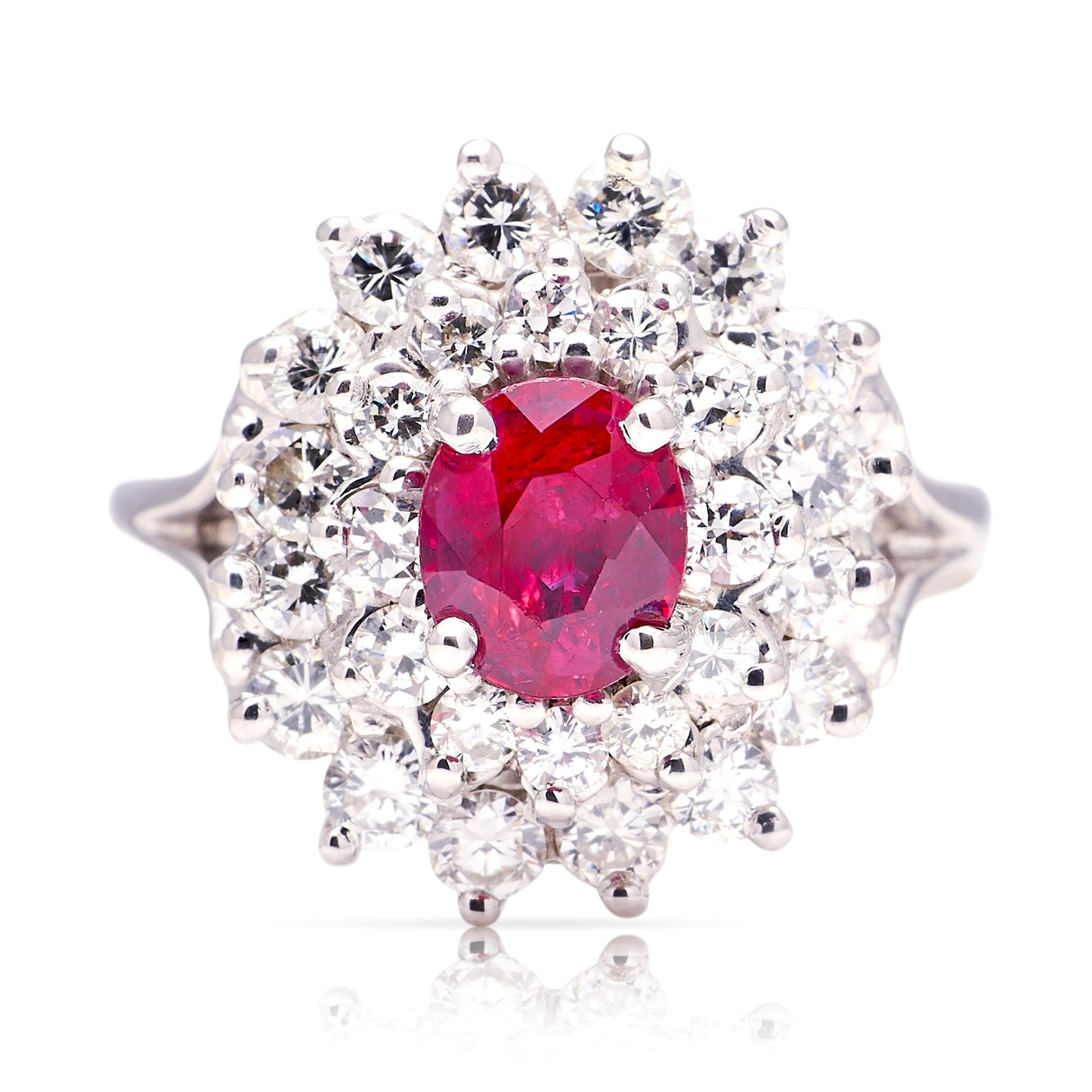 Vintage, 1950s ruby & diamond cocktail ring