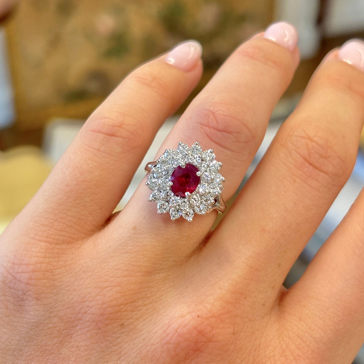 Vintage, 1950s ruby & diamond cocktail ring